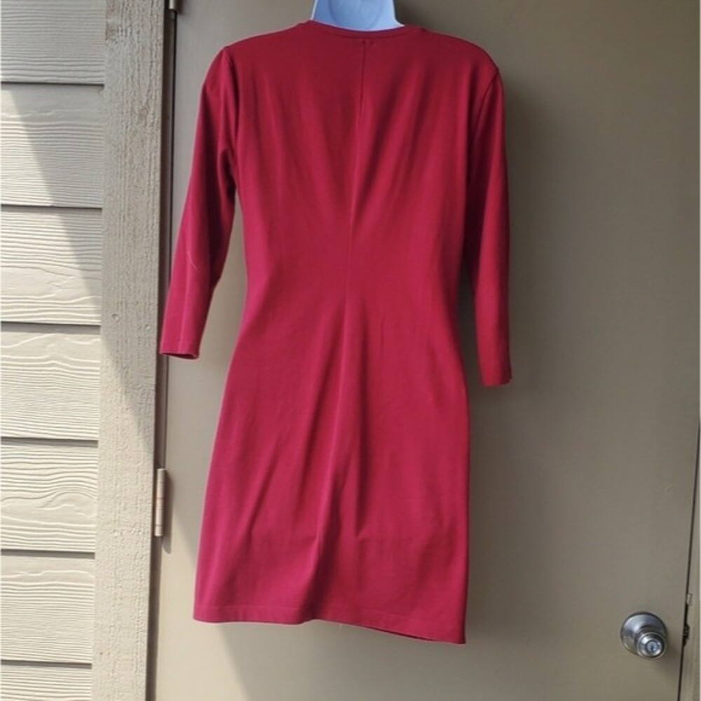 Old Navy 3/4 Sleeve Stretchy Midi Womens Red Petite Dressy Casual Dress sz SP - Picture 5 of 11